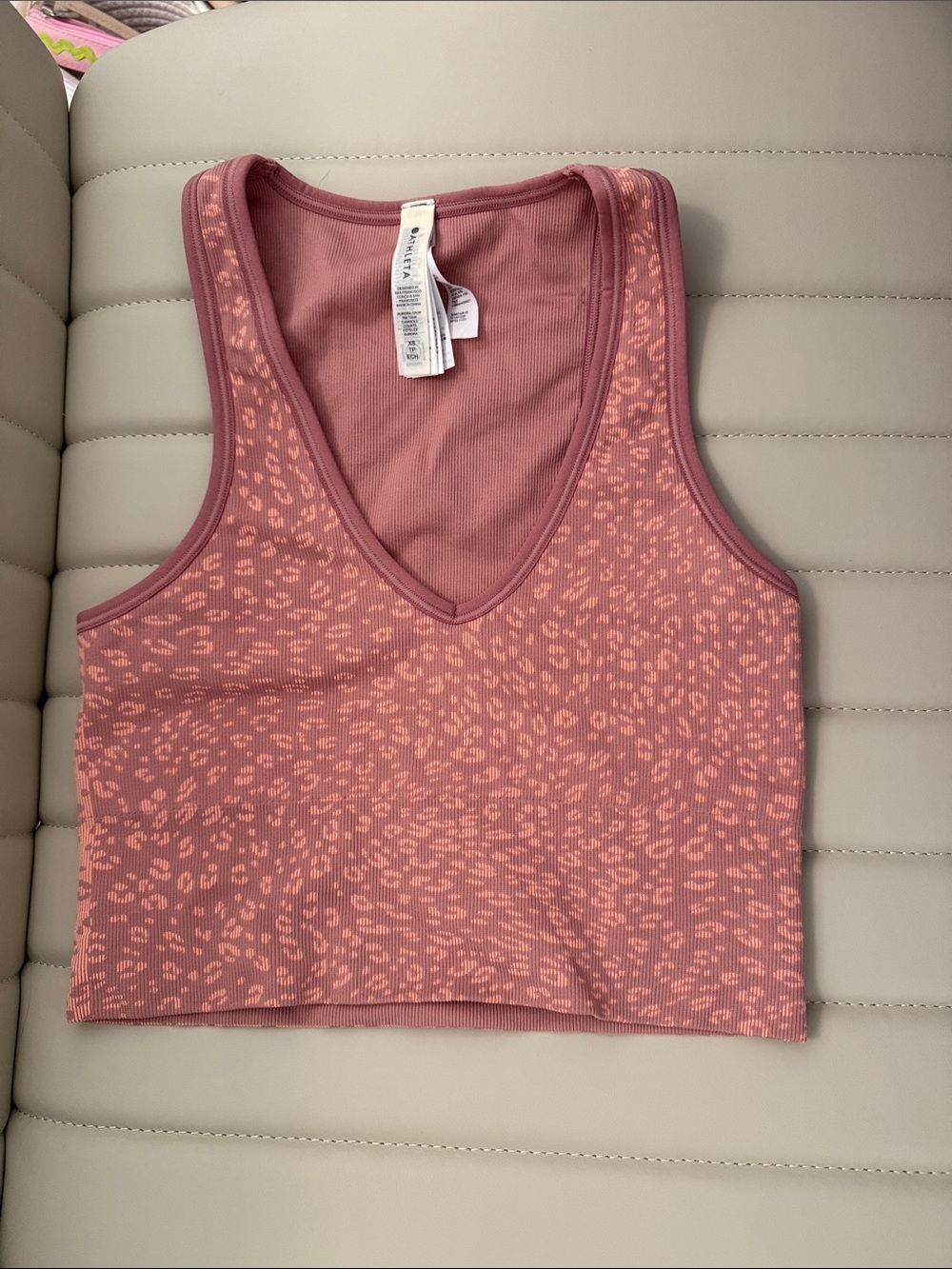 Athleta Dusty Rose Leopard-Print Crop Tank